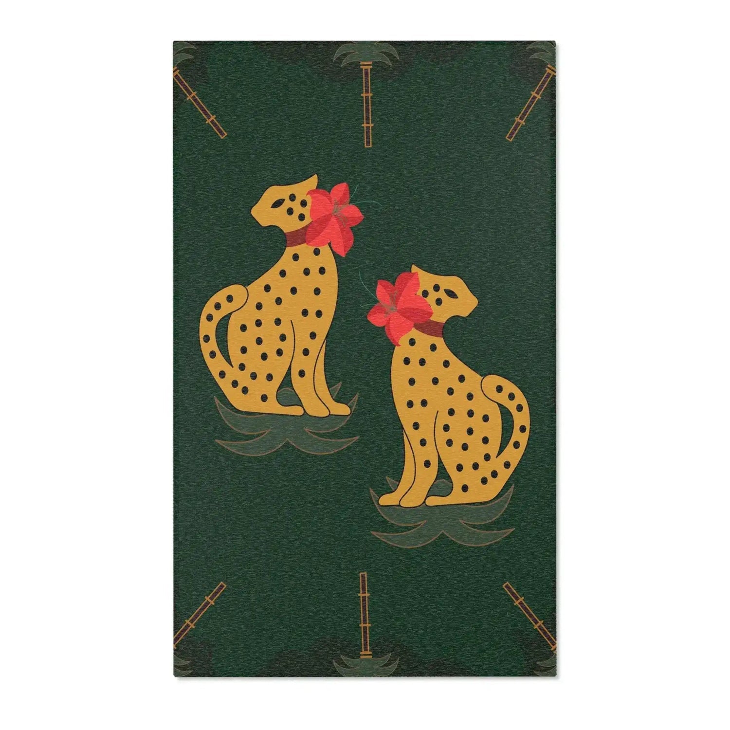 Twin Cheetahs in Jungle Green Accent Rug
