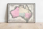 1861 Australia Map Poster Print