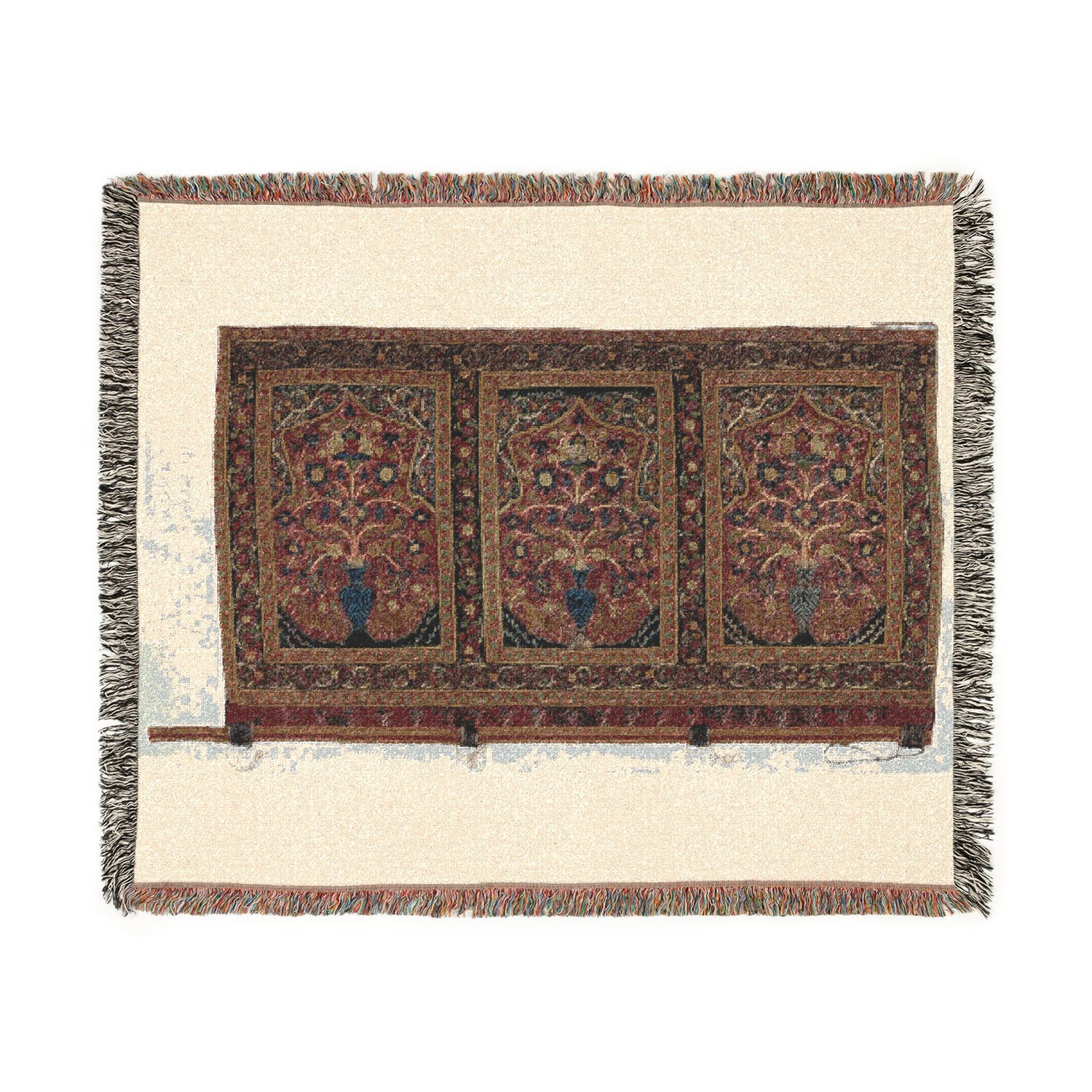Royal Round Tent made for Muhammad Shah (wall panel with three design units) Woven Throw Blanket