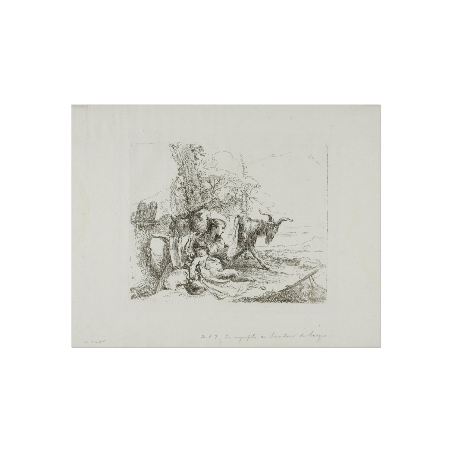 A Nymph with a Small Satyr and Two Goats - Giovanni Battista Tiepolo Fine Art Poster