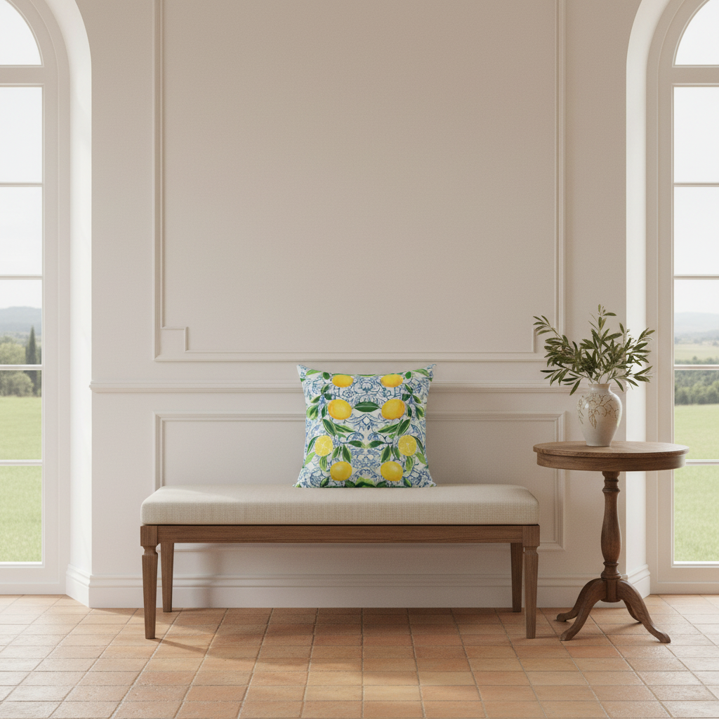 Mediterranean Lemon Grove Throw Pillow