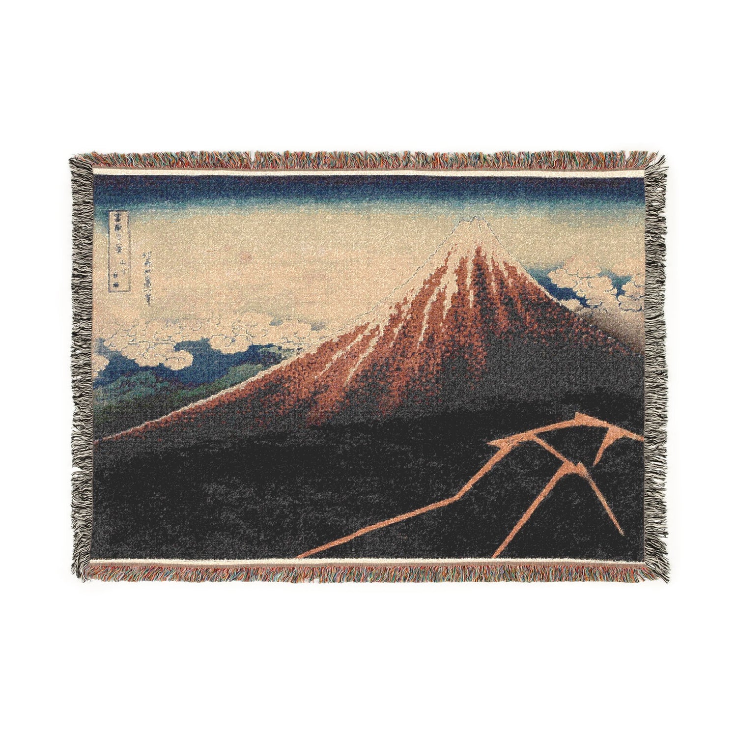 Rain Below the Mountain - Katsushika Hokusai Tapestry Blanket