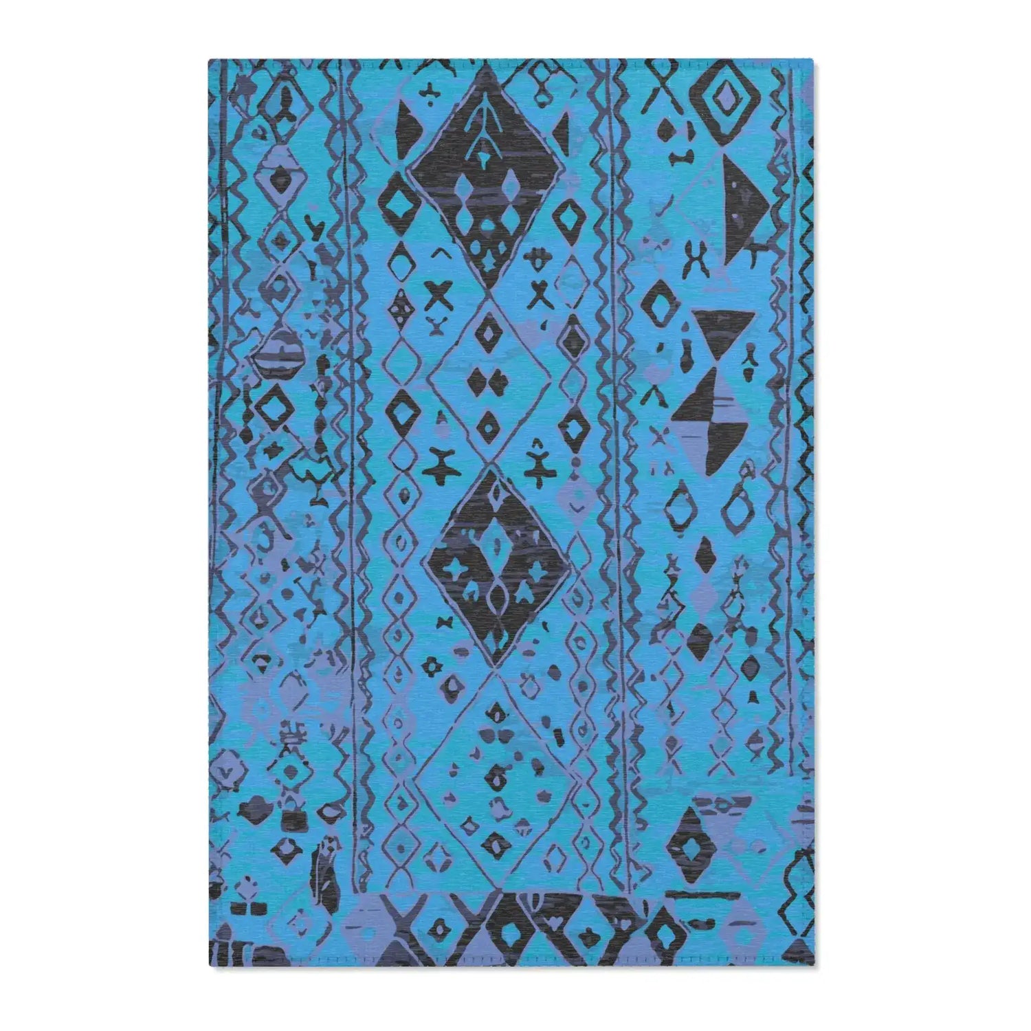 Blue Tribal Diamond Pattern Accent Rug