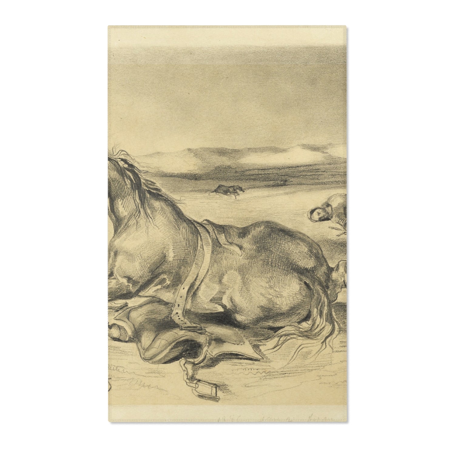 Fallen Horse and Dead Knight - Eugène Delacroix Area Rug