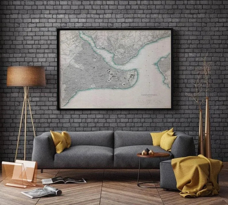 1840 Istanbul City Map Wall Art