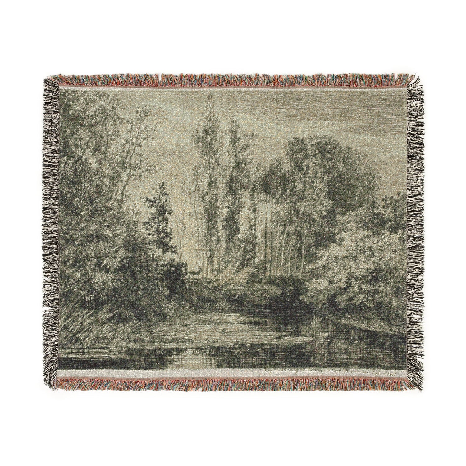 Stags at the Water's Edge - Charles François Daubigny Tapestry Blanket