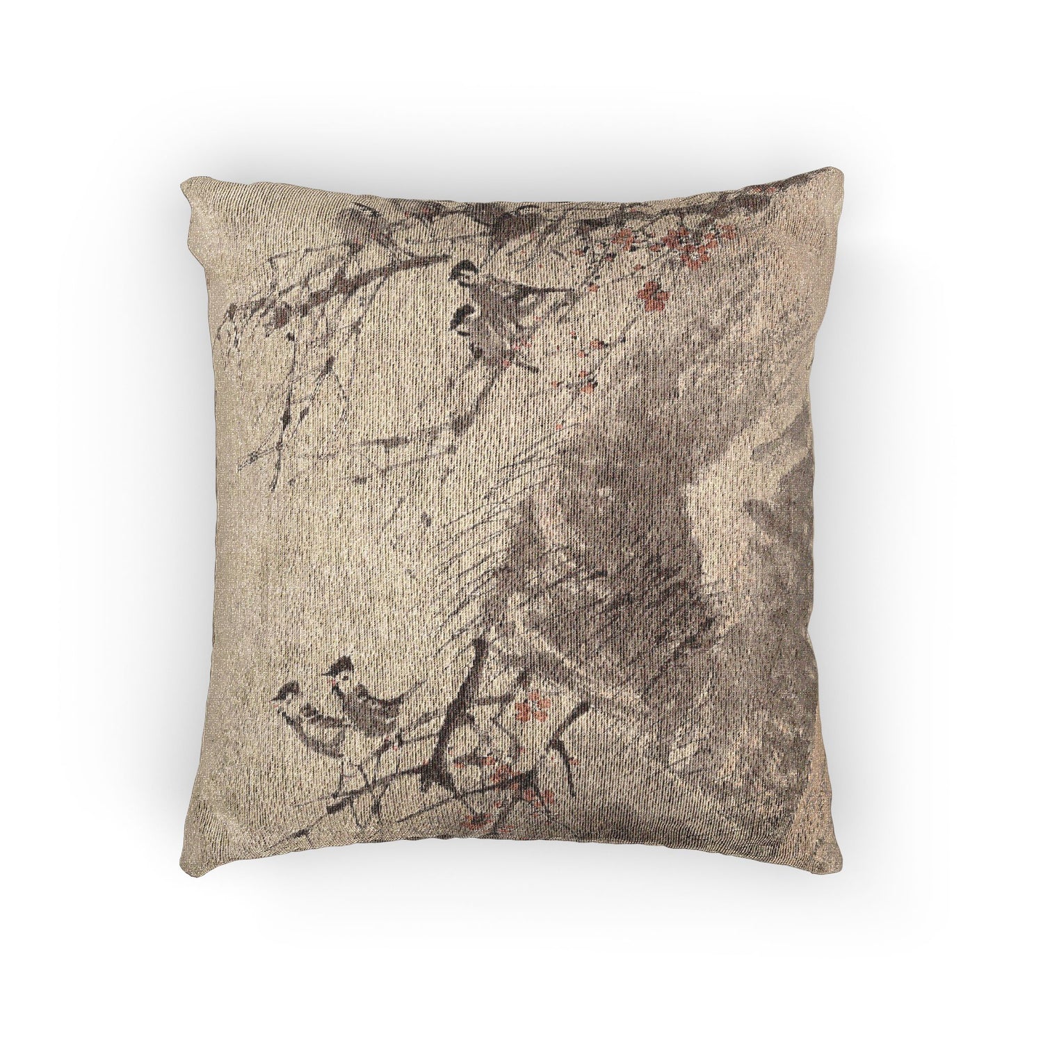 035_birds-on-red-plum | Woven Pillow - MAIA HOMES