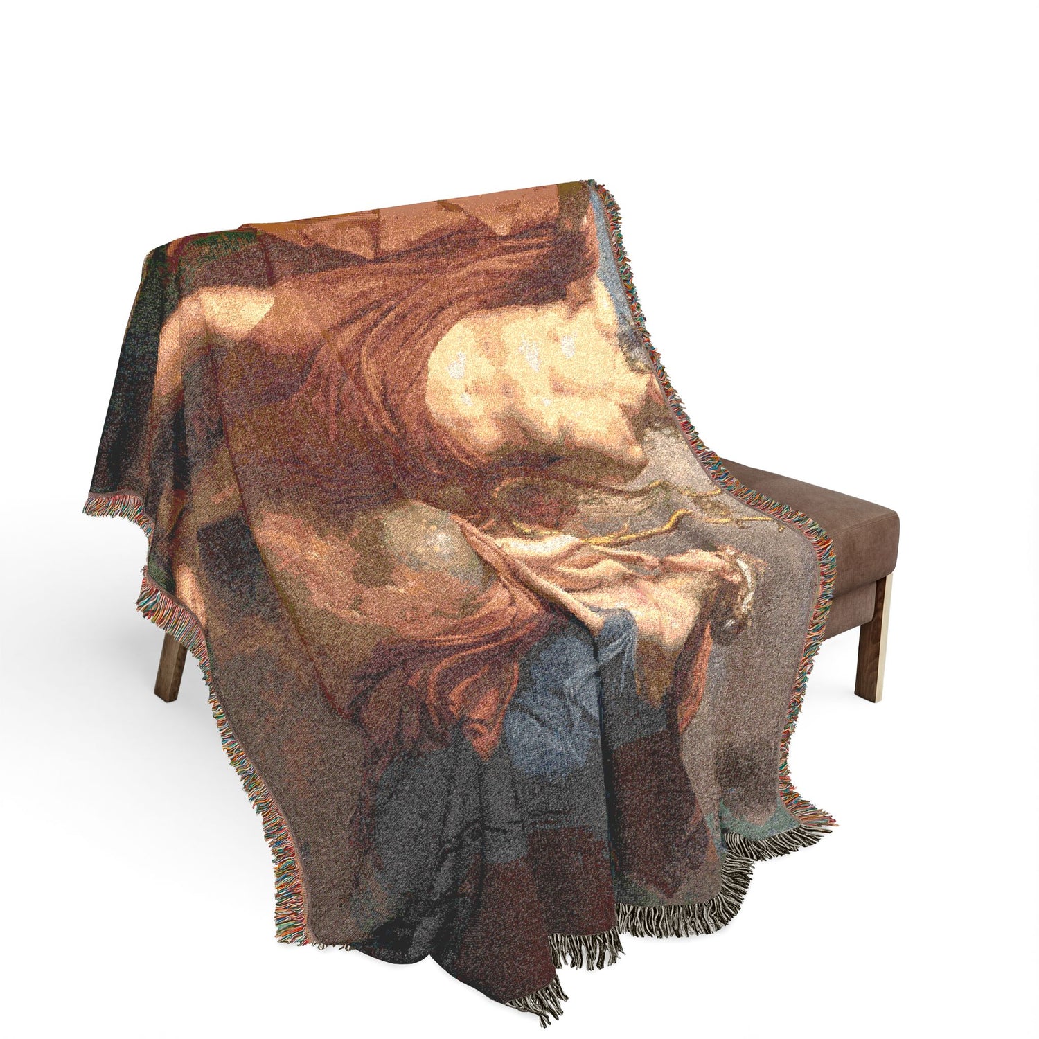 Apollo, God of Light, Eloquence, Poetry, and the Fine Arts with Urania, Muse of Astronomy Woven Throw Blanket