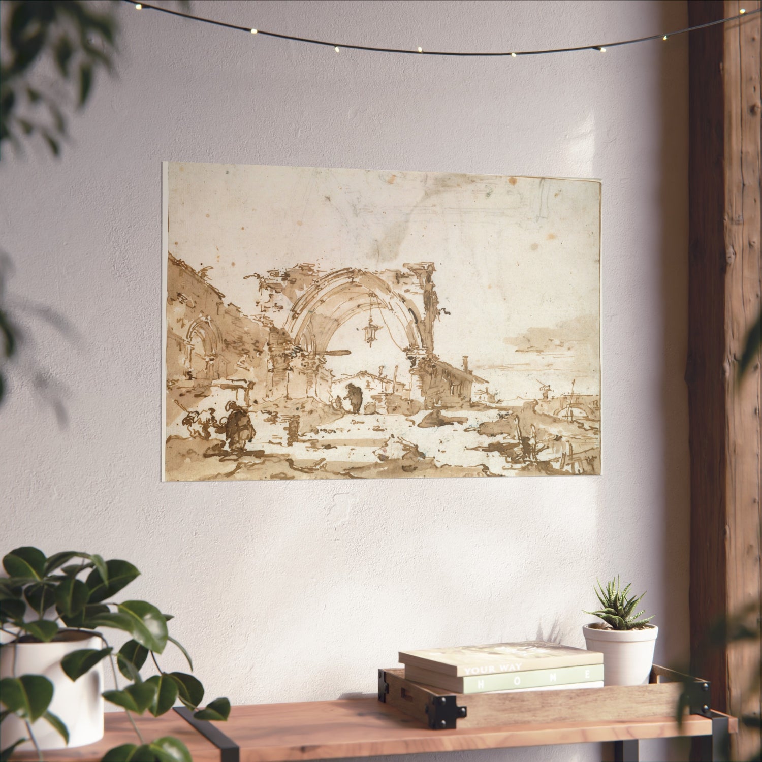 A Capriccio with a Ruined Gothic Arch - Francesco Guardi Fine Art Poster