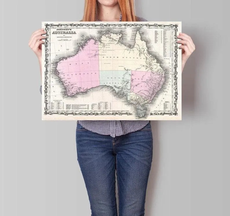 1861 Australia Map Poster Print