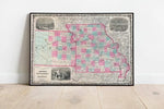 1862 Map of Kansas and Missouri| Kansas Old Map