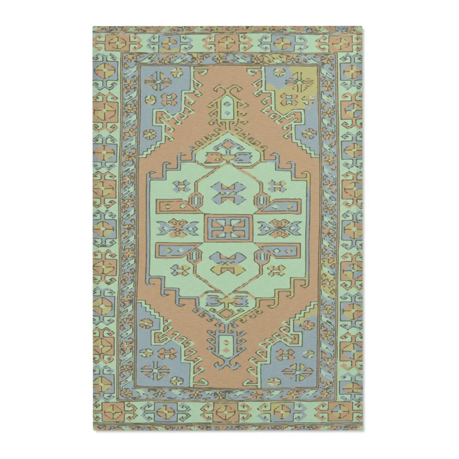 Mint, Terracotta & Sky Blue Southwestern Accent Rug