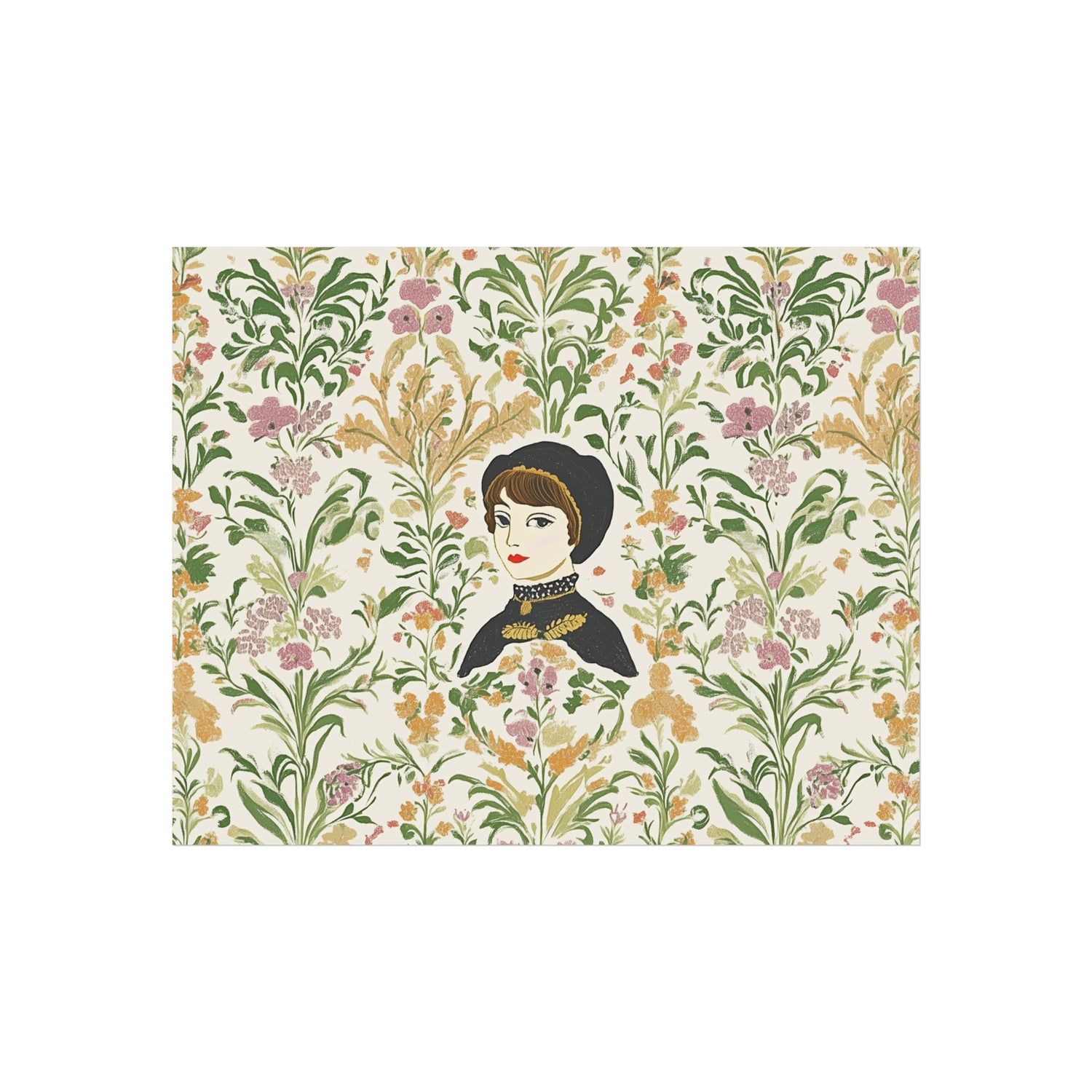 Victorian Muse Floral Portrait Fine Art Poster