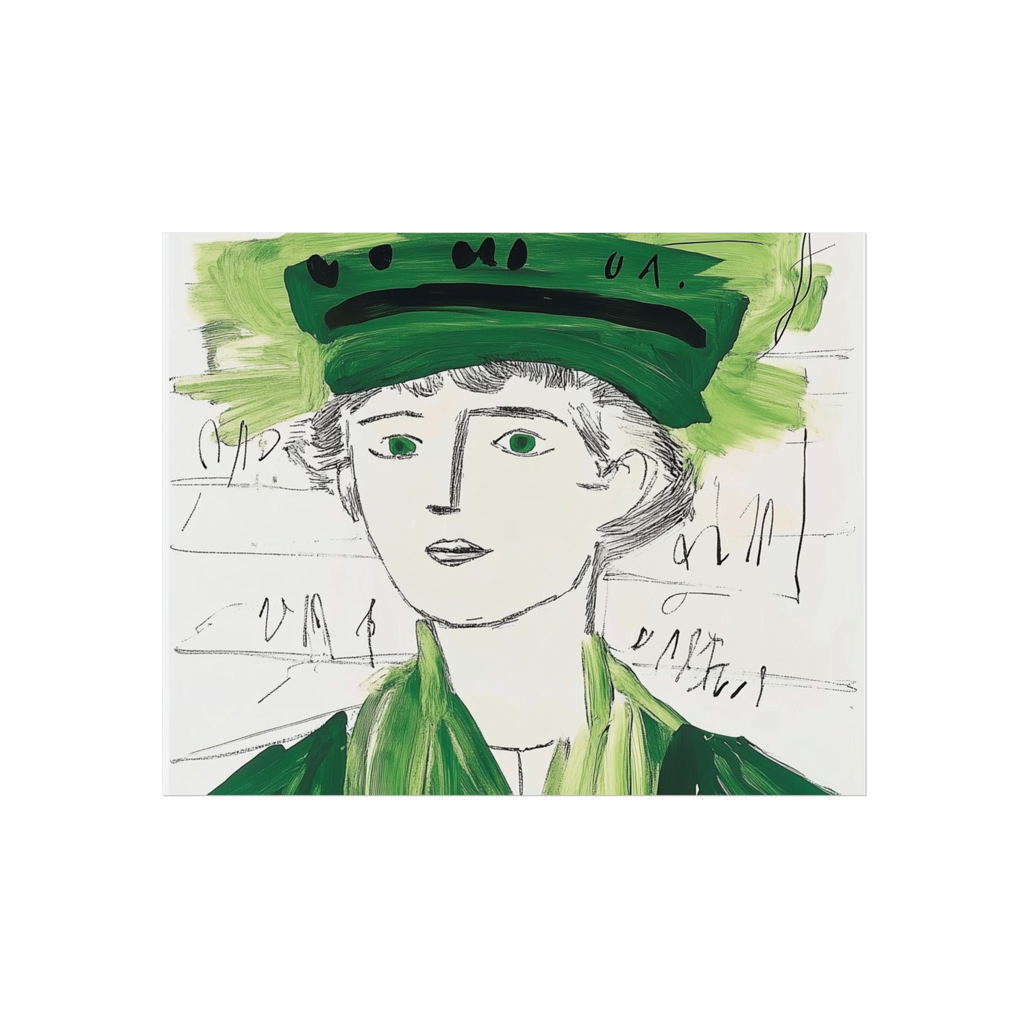 Abstract Green Portrait Fine Art Poster