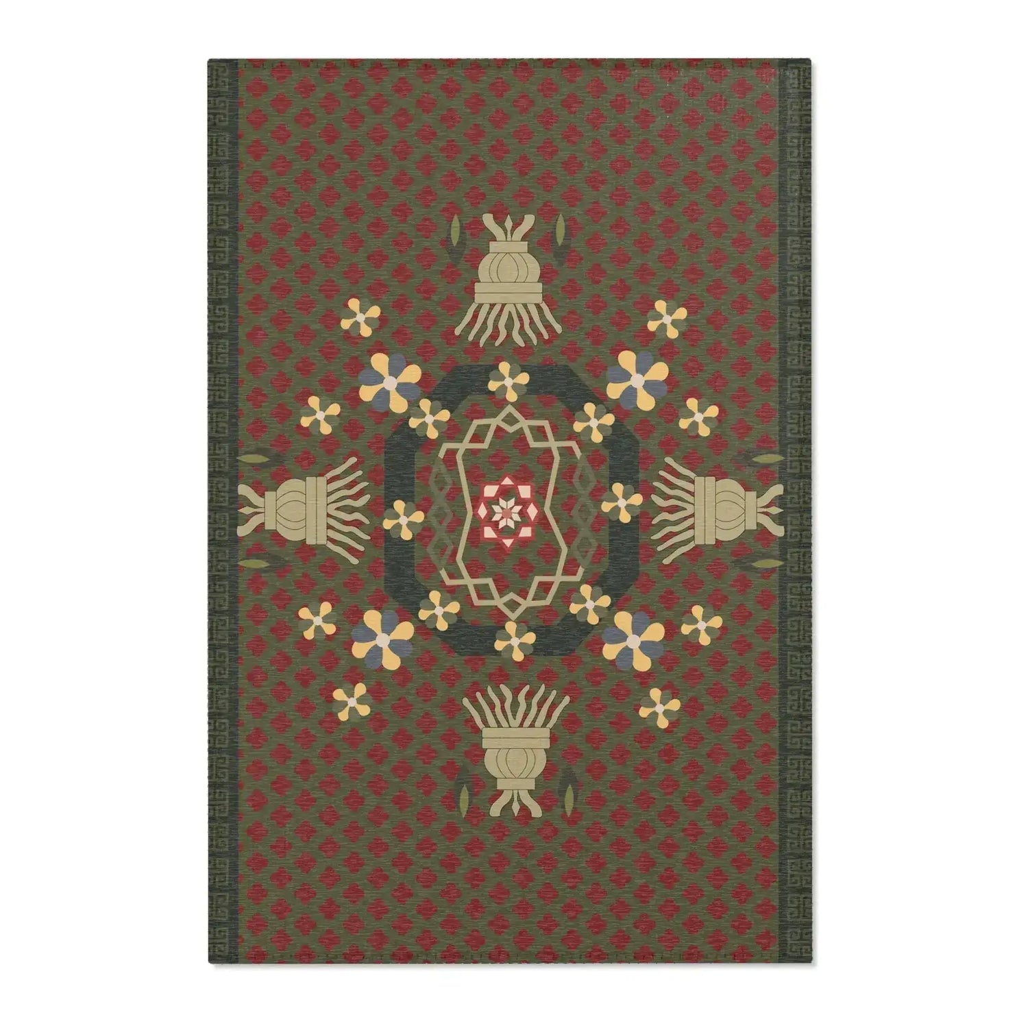 Crimson Lotus Medallion Accent Rug
