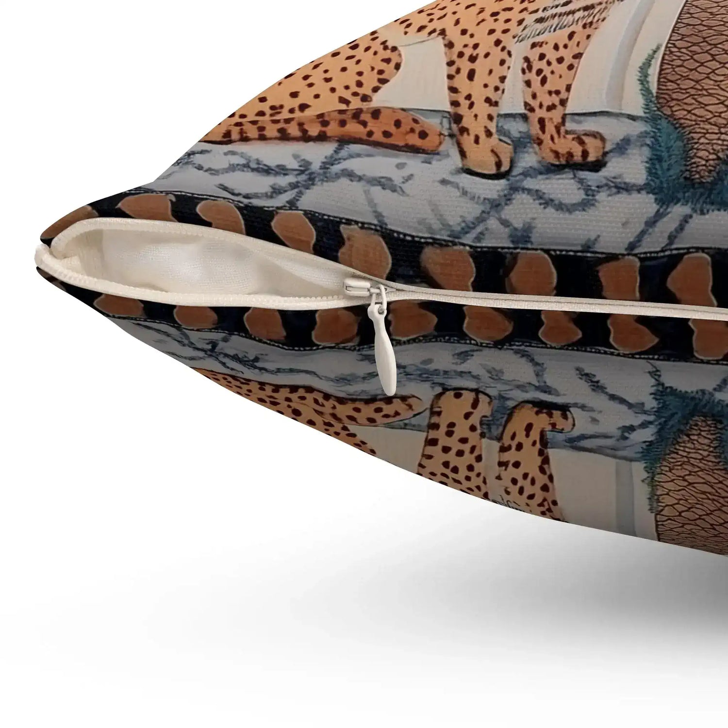 Cheetah and Palm Tropical Throw Pillow