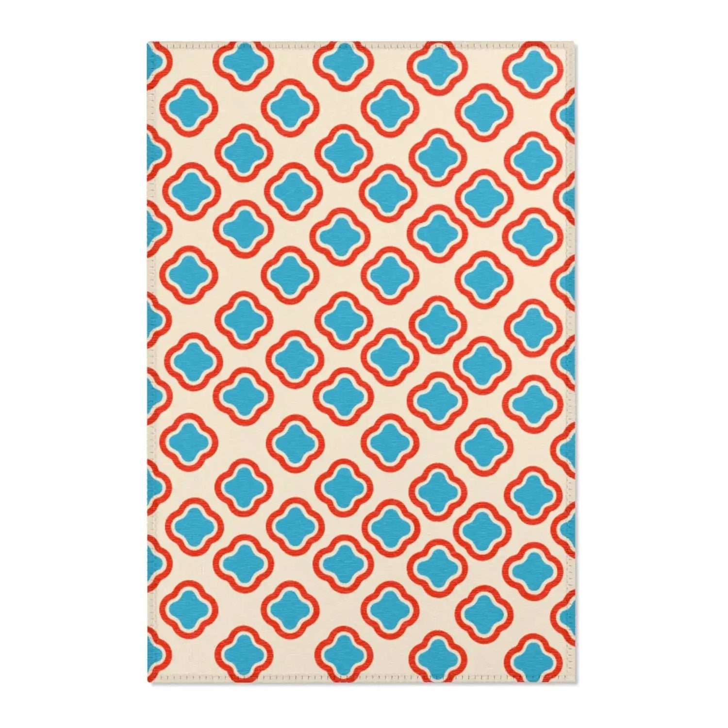 Retro Blue Clover Accent Rug