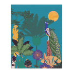 Sunlit Jungle Symphony Peacock Hand Tufted Rug - Blue