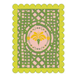 Scalloped Yellow Flower Mazed Hand Tufted Rug