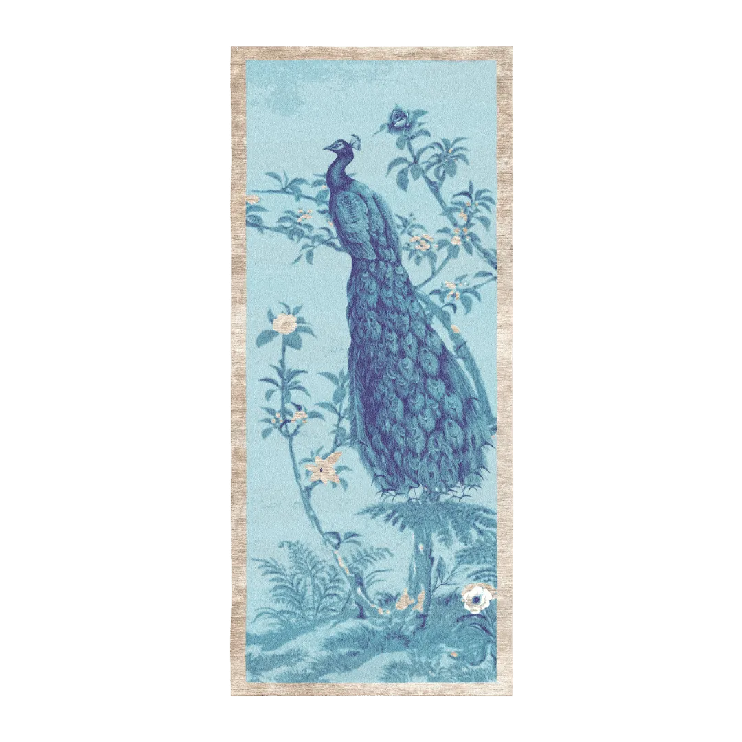 Blue Peacock Floral Hand Tufted Rug