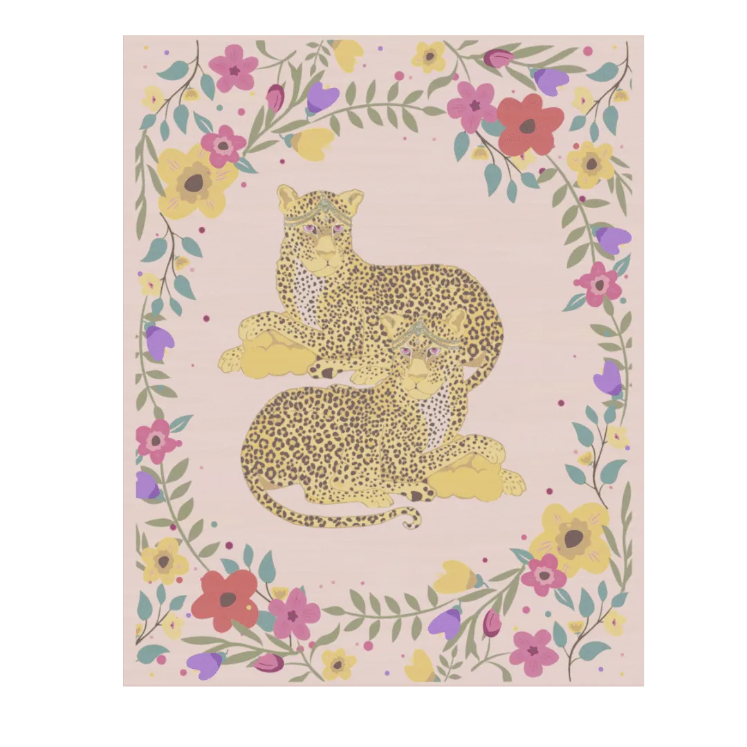 Yellow Cheetah Twin Floral Hand Tufted Rug - Pastel