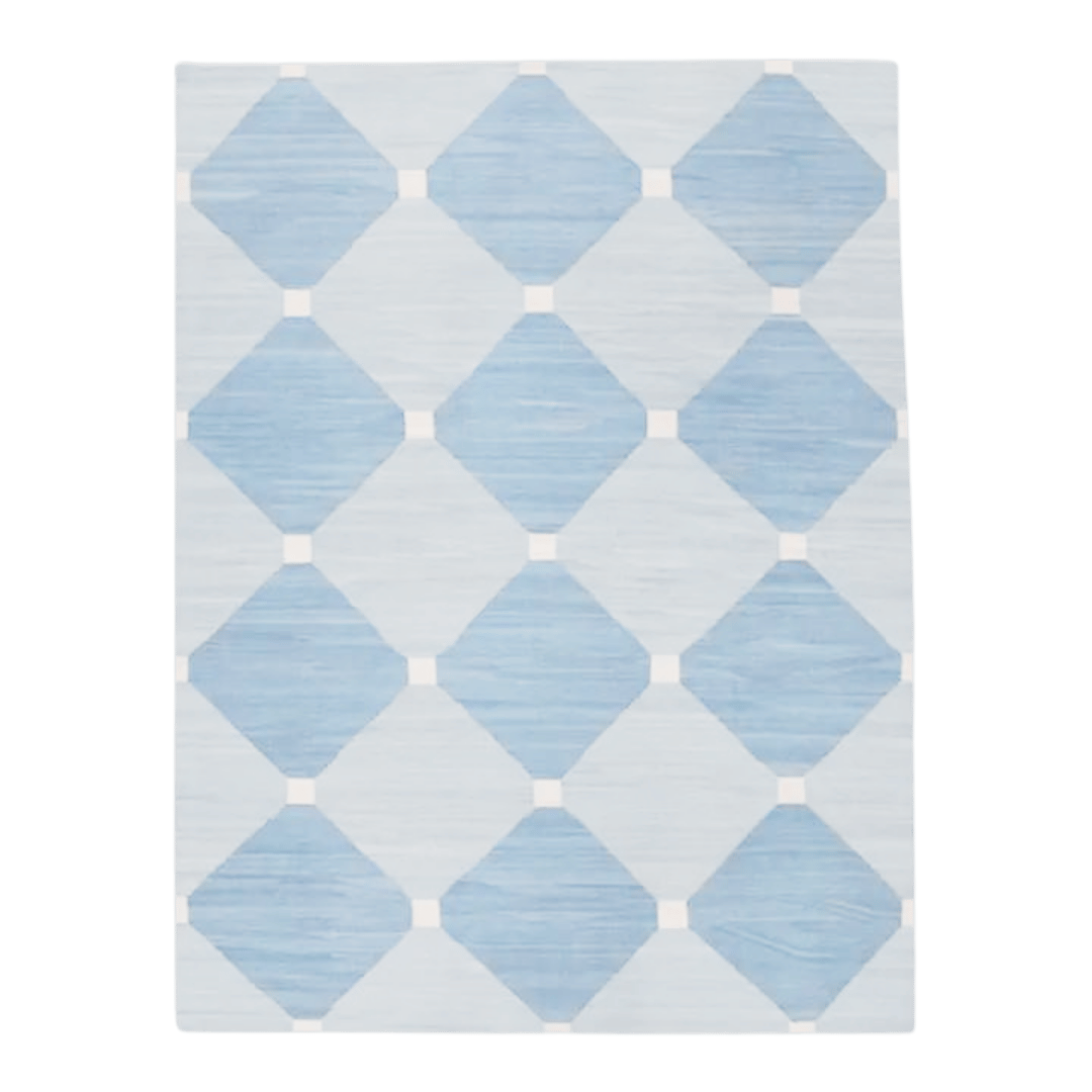 Diamond Blue Classic Dhurrie Cotton Rug