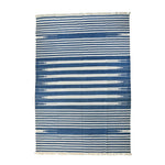 Handwoven Azure Serenity Fringe Haven Cotton Rug