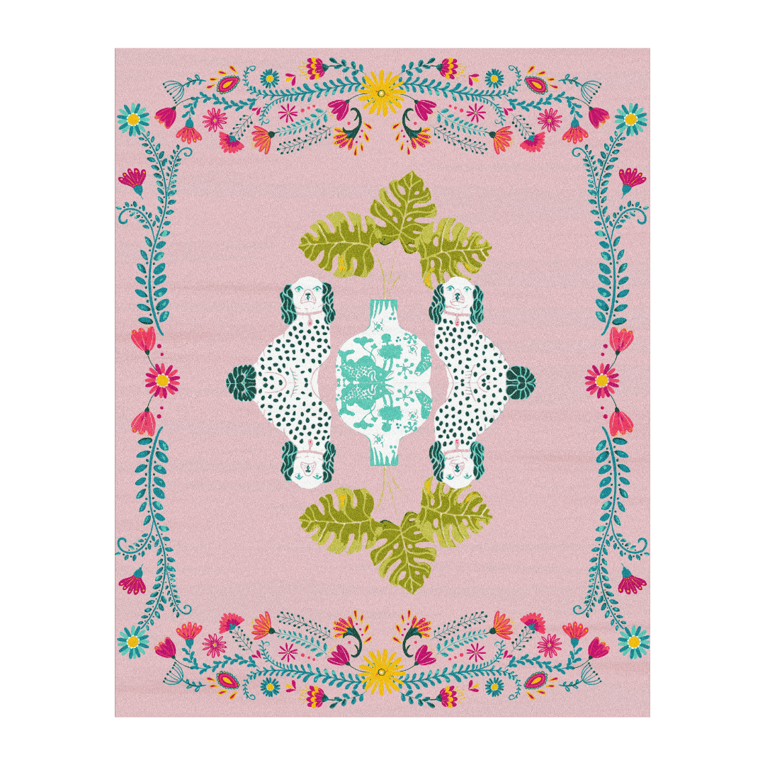 Floral Monstera Staffordshire Pastel Hand Tufted Rug