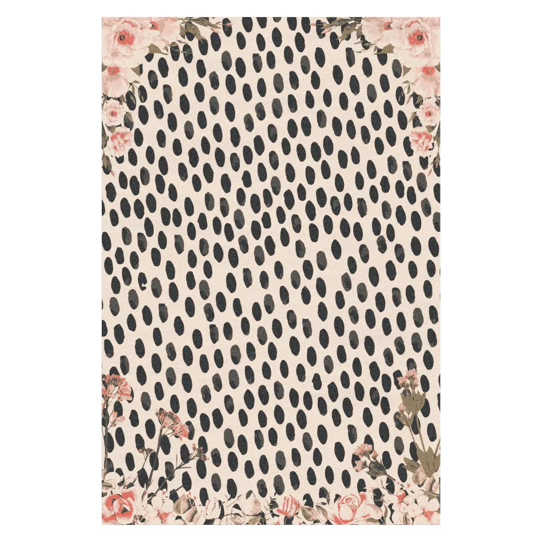 Pastel Pink Floral Animal Print Hand Tufted Rug