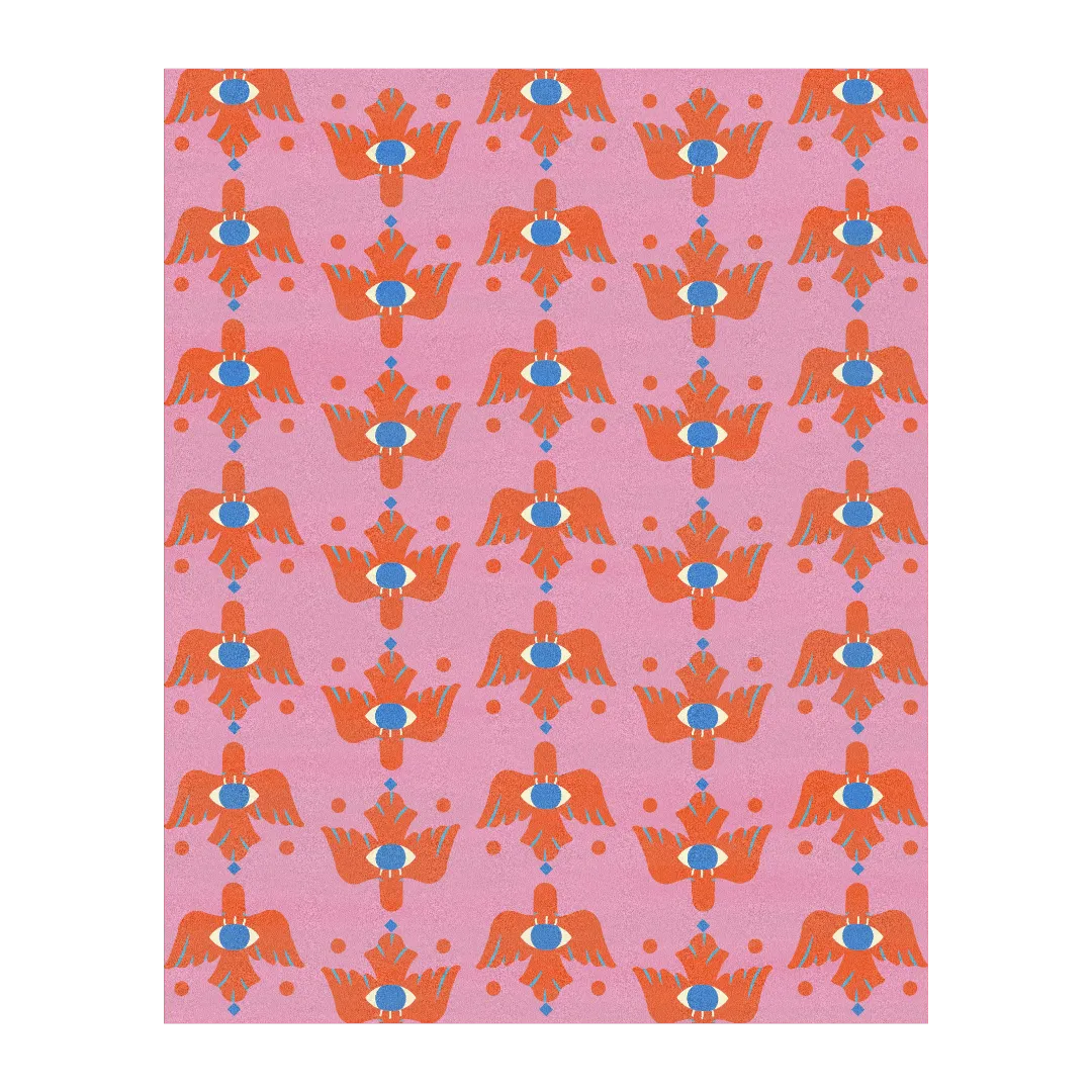 Azure Avian Hand Tufted Wool Rug - Pink