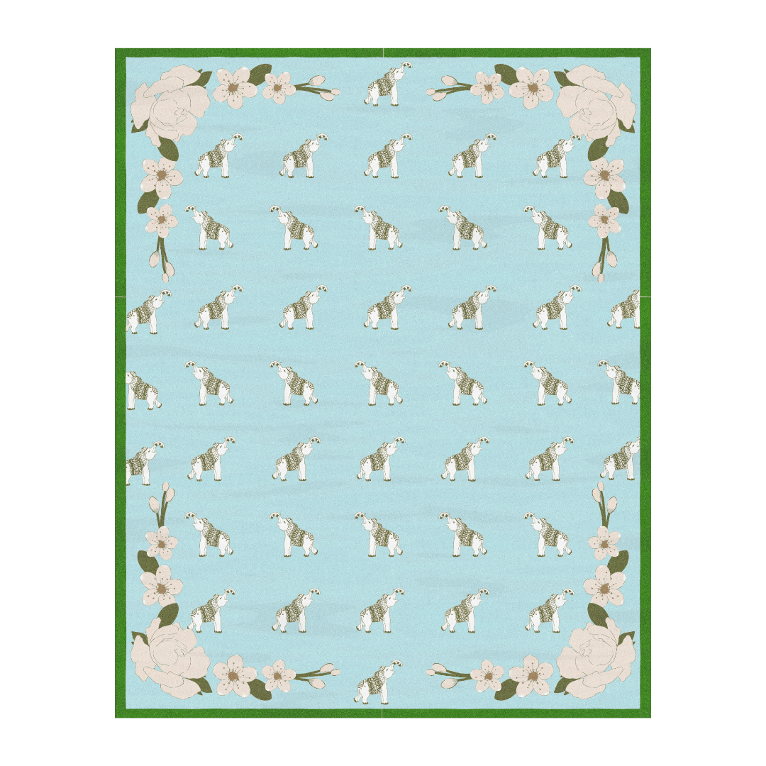 The "Elephants in the Terrace Floral Hand Tufted Rug" is a captivating and unique piece that blends natural elements with artistic flair. Crafted with precision and care, this hand-tufted rug features an intricate design of elephants amidst a terrace of floral motifs.