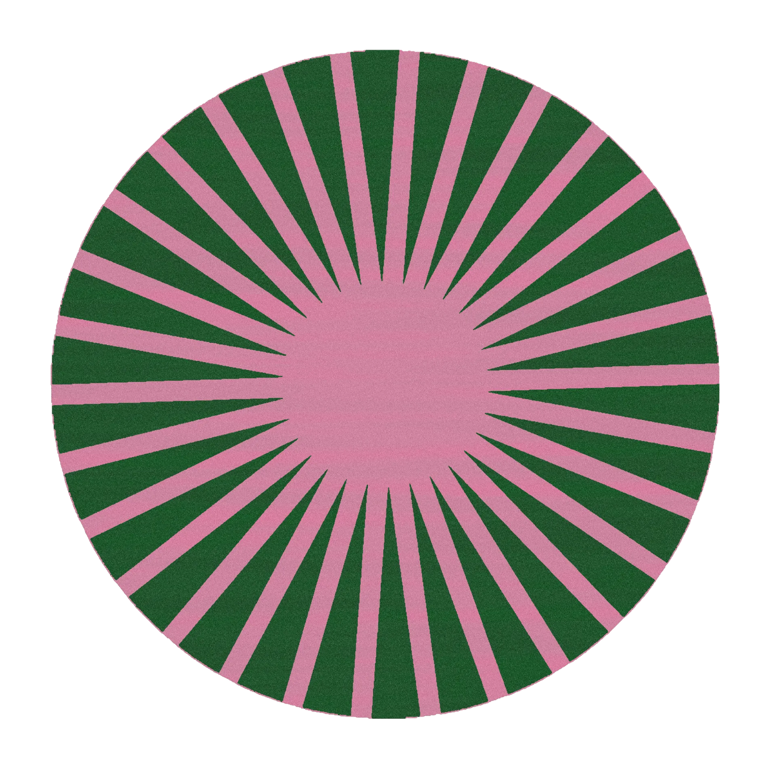 Contemporary Green and Pink Ray Round Hand Tufted Wool Rug