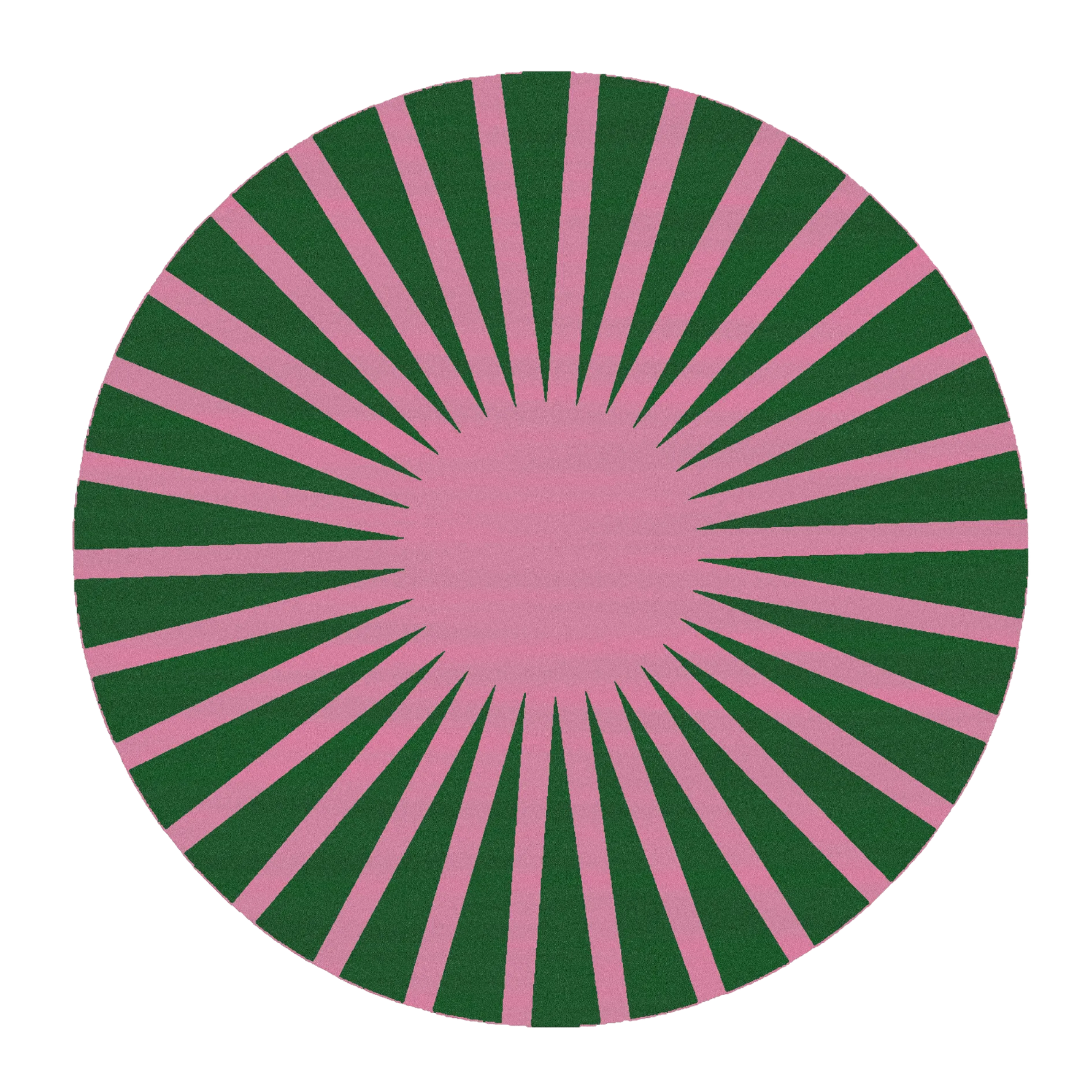 Contemporary Green and Pink Ray Round Hand Tufted Wool Rug