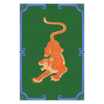 Orange Tiger Dark Green Hand Tufted Rug - Left