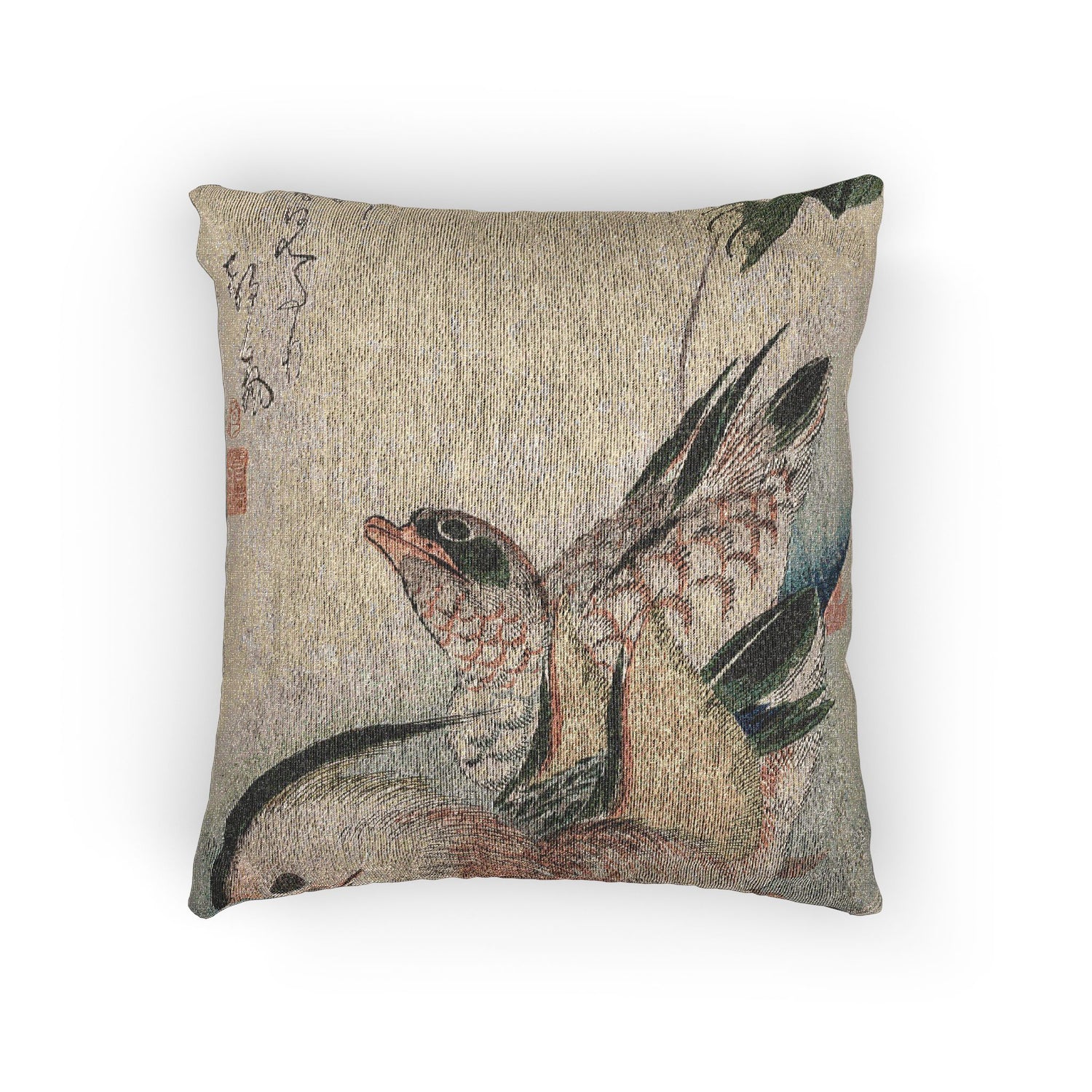 Mandarin Ducks Flowering Plants - Utagawa Hiroshige Pillow