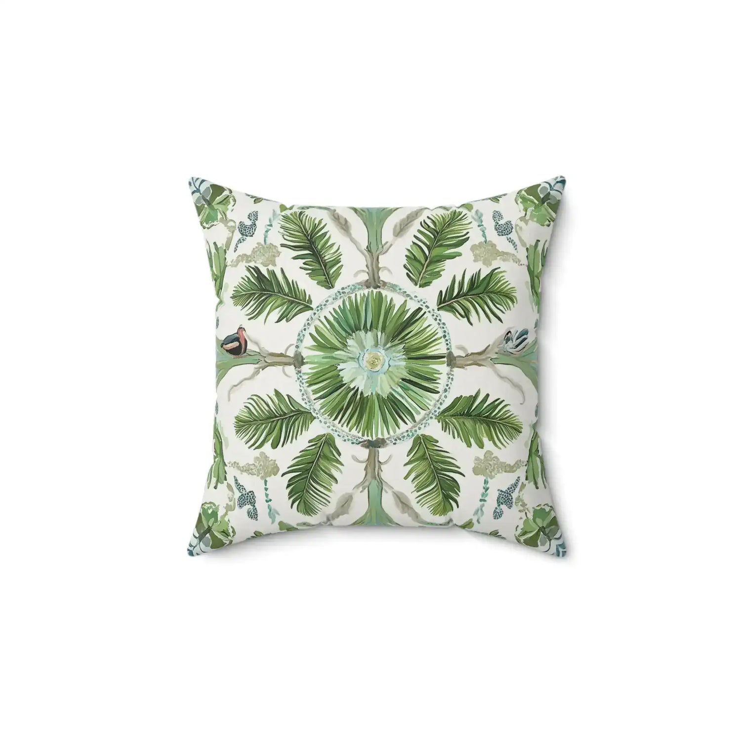 Botanical Bloom & Birds Throw Pillow