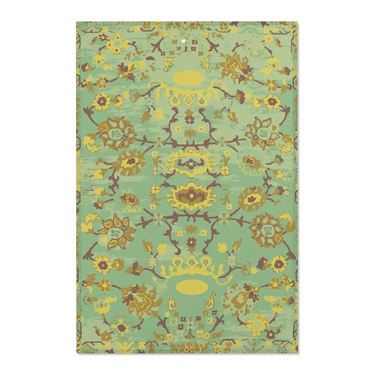 Golden Olive Medallion Floral Accent Rug