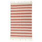 Handwoven Orange and White Stripe Cotton Rug with Fringes