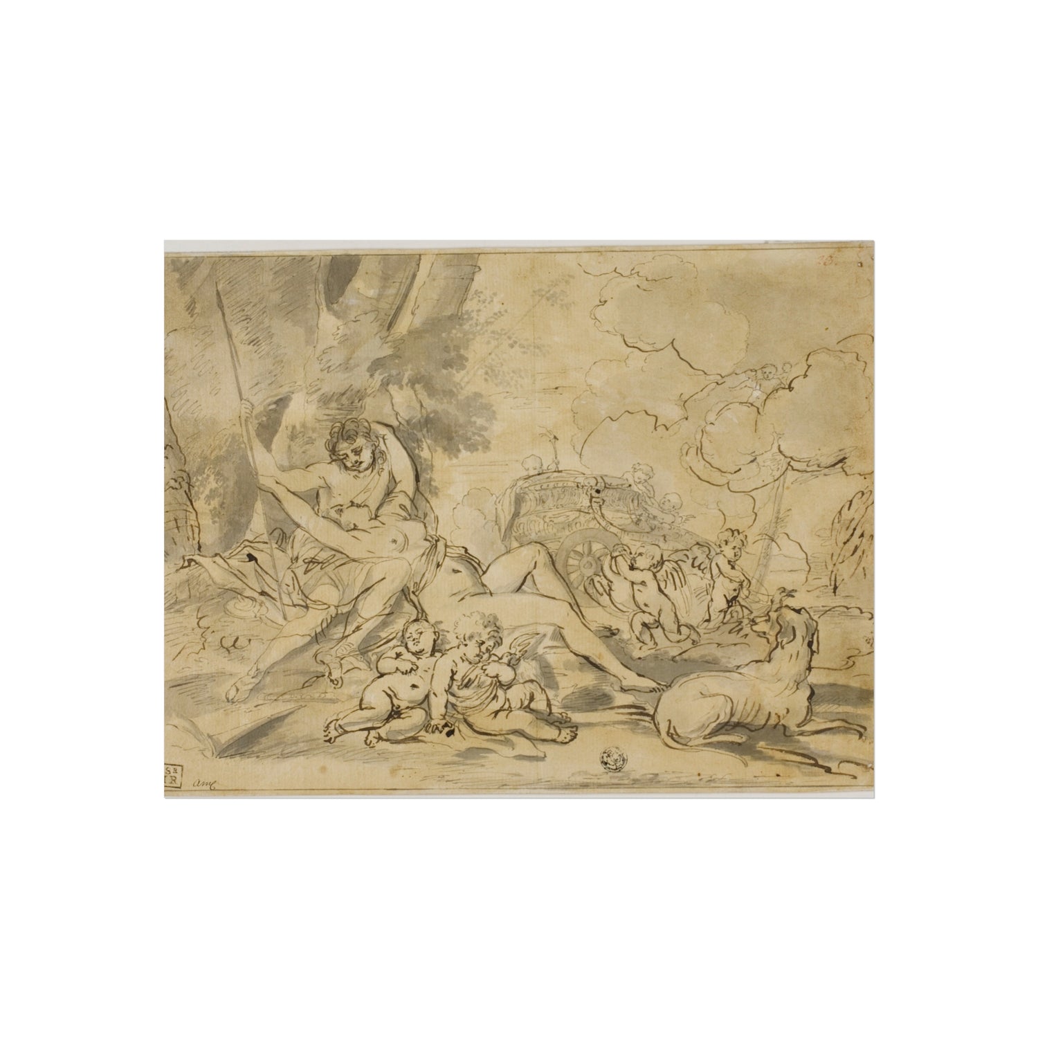 Figures, Chariot and Dog - Nicolas Poussin Fine Art Poster