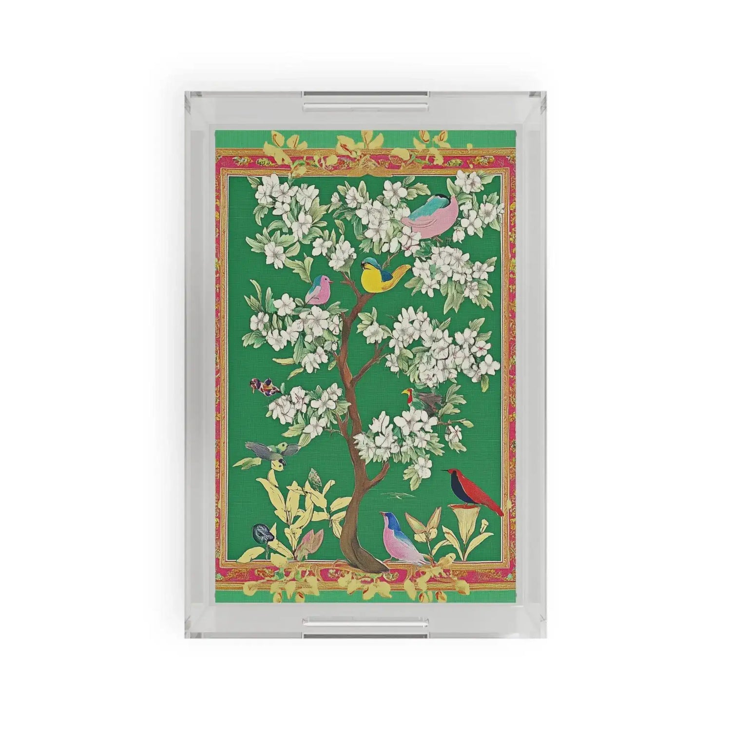 Floral Bird Tree Serving Tray