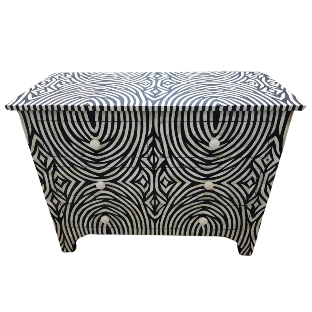 Zebra Noir Bone Inlay 6 Drawers Chest