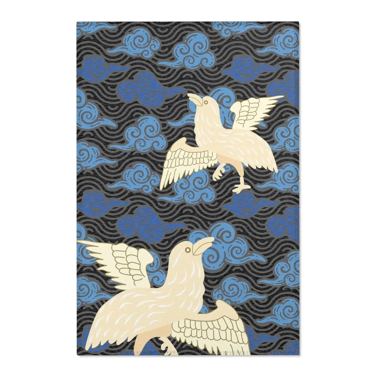 Twin Phoenixes in Midnight Clouds Accent Rug