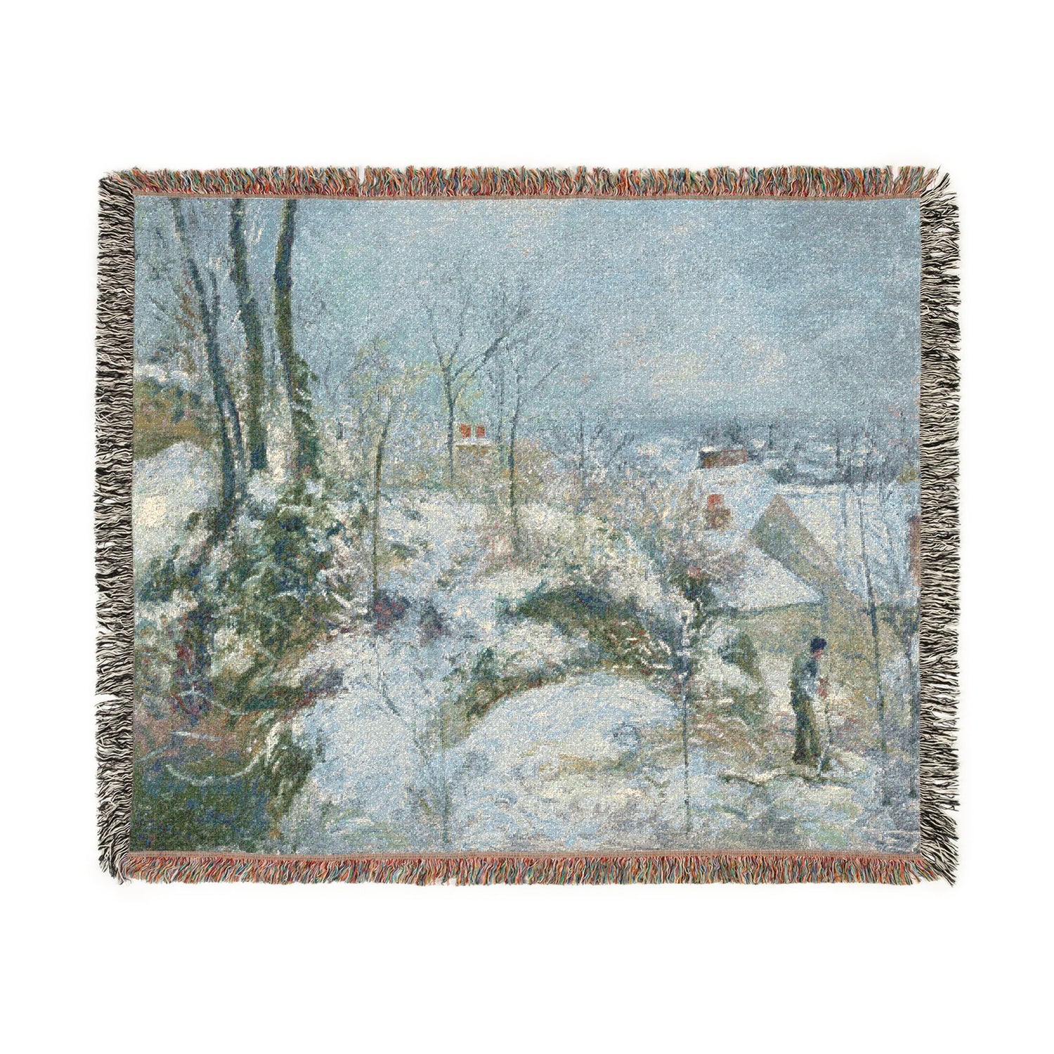 Rabbit Warren at Pontoise, Snow - Camille Pissarro Tapestry Blanket