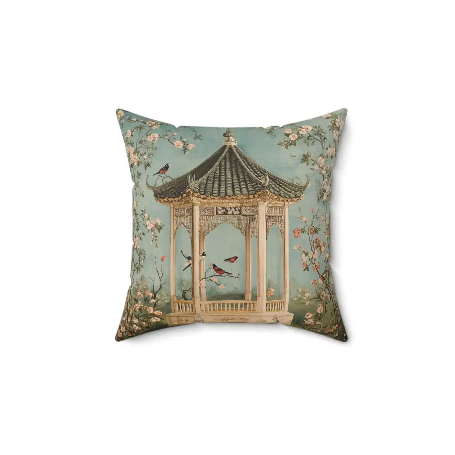 Oriental Garden Pavilion Throw Pillow