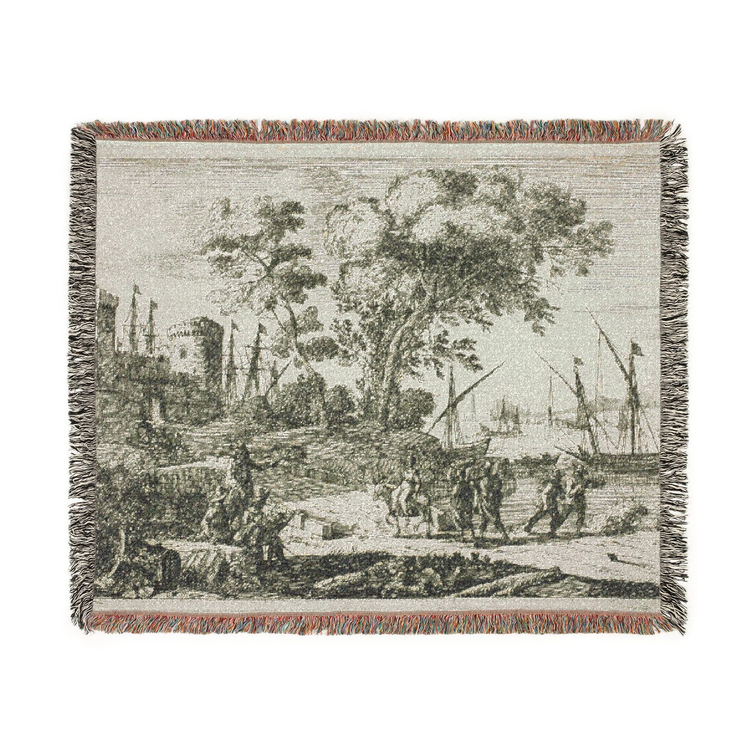 Coast Scene with an Artist Drawing - Claude Lorrain Tapestry Blanket