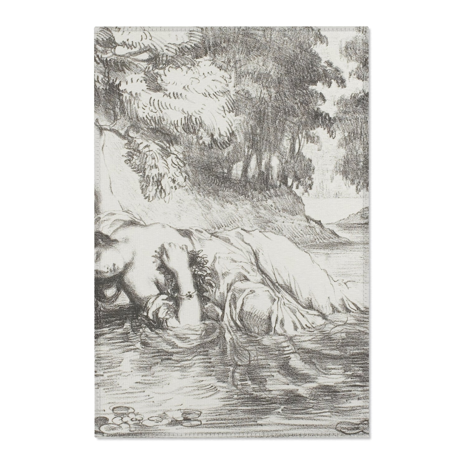 Ophelia's Death - Eugène Delacroix Area Rug
