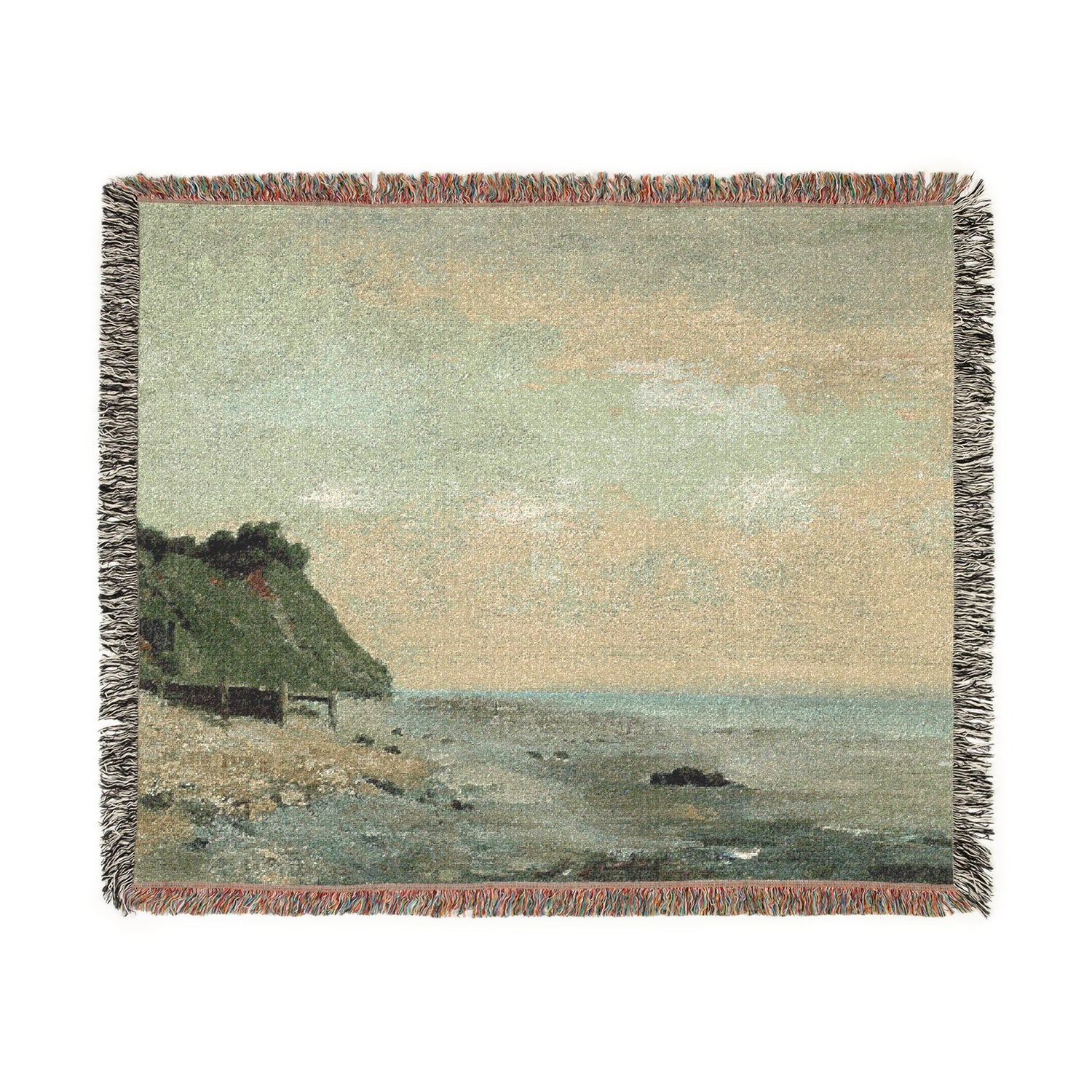 Cliffs on the Sea Coast Small Beach, Sunrise - Gustave Courbet Tapestry Blanket