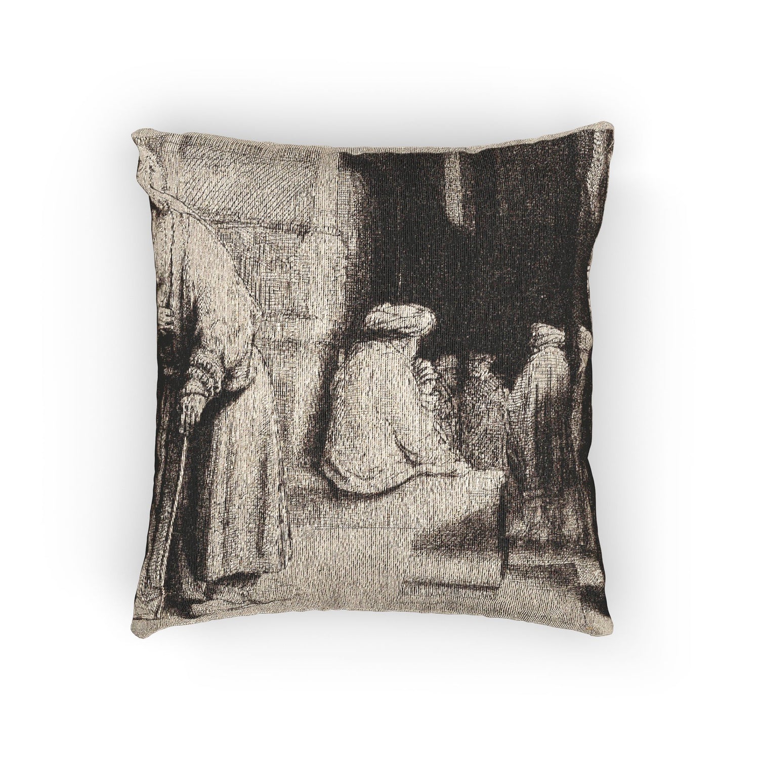 Jews in the Synagogue - Rembrandt van Rijn Pillow