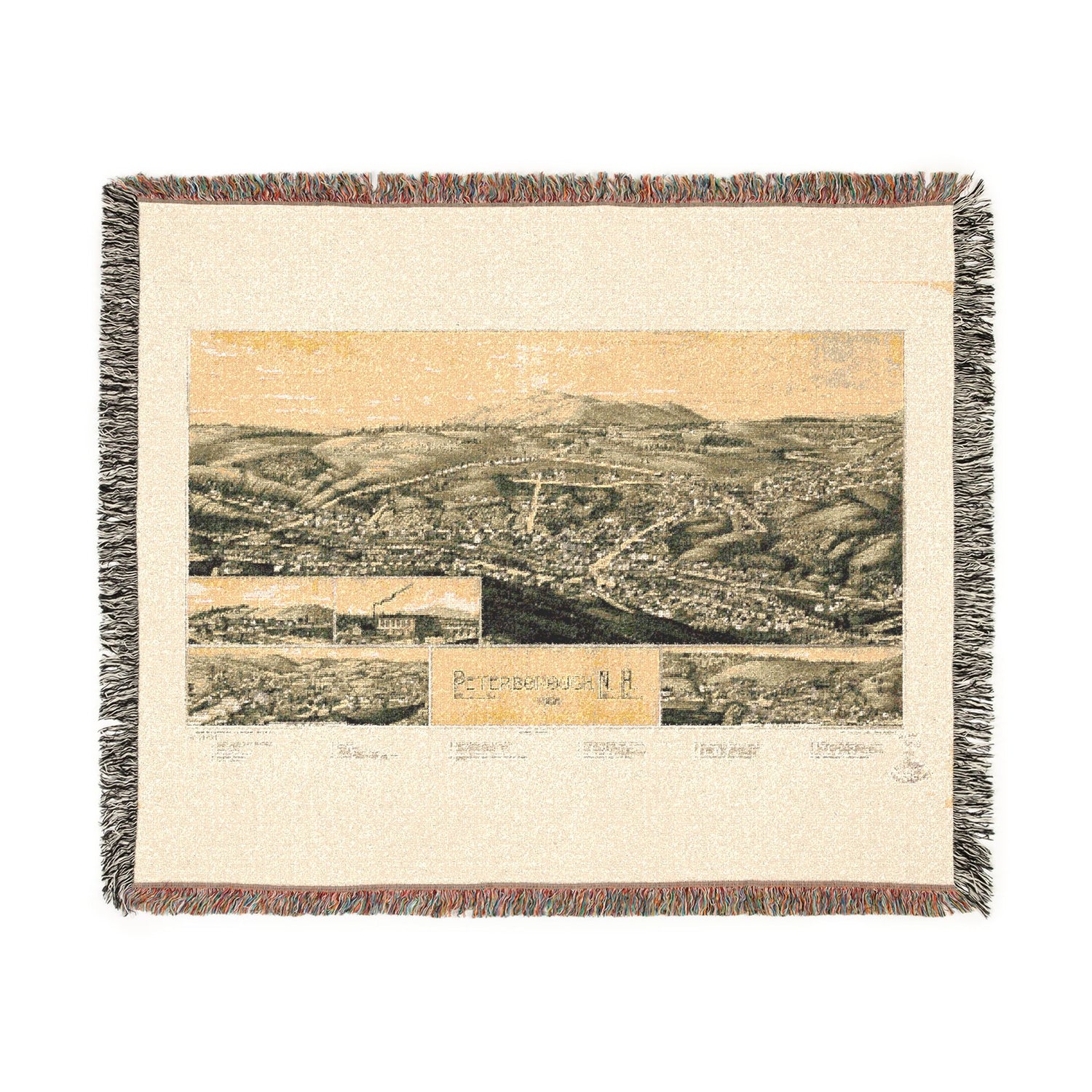Peterborough, N.H. 1886 Woven Throw Blanket