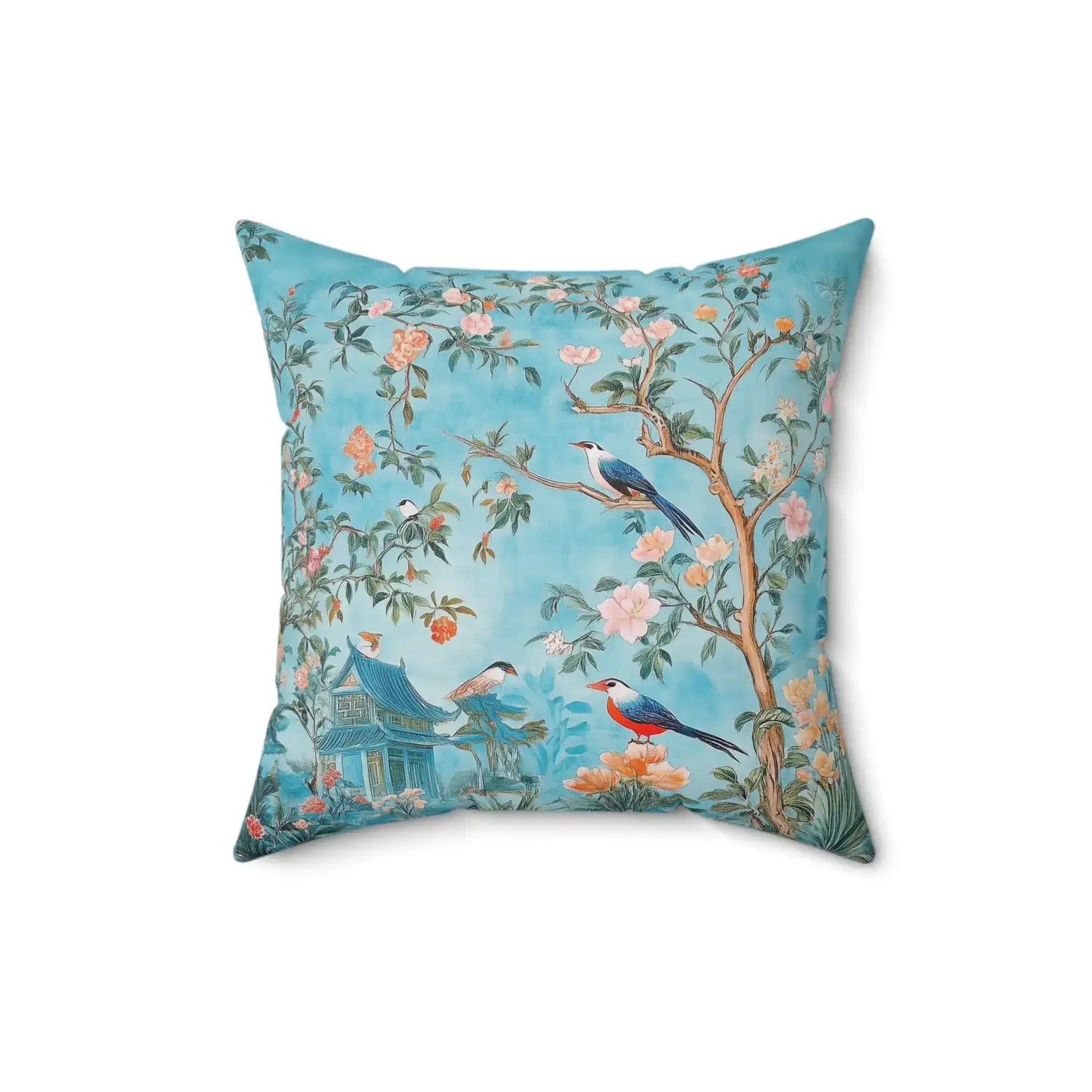 Blue Garden Harmony Throw Pillow